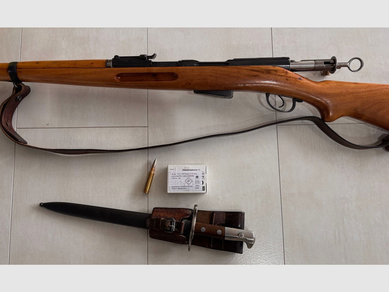 Schmidt Rubin G11 with original bayonet including ammunition 7.5x55