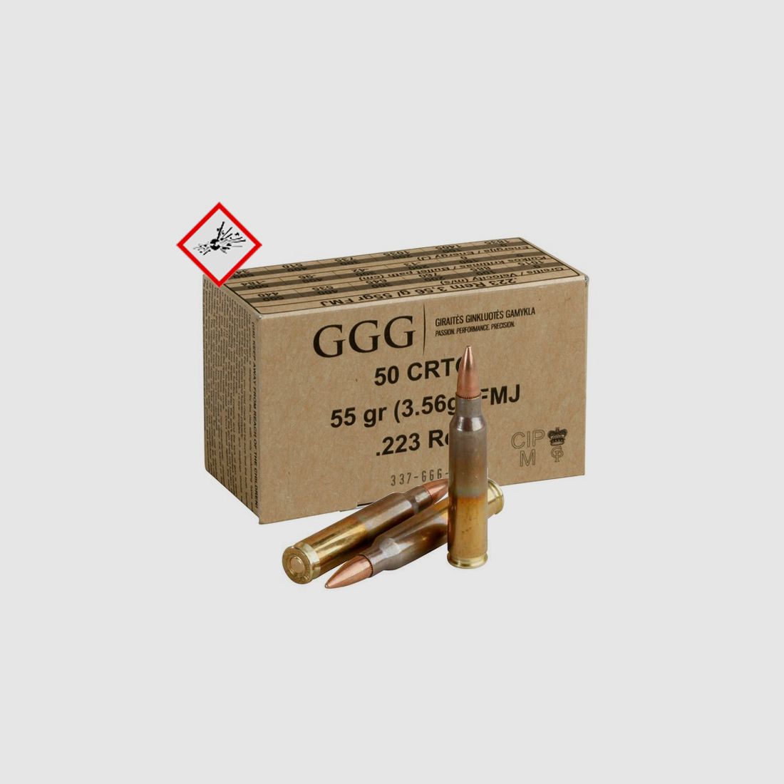 GGG Sportpatronen .223 Rem. FMJ BT 3,6g, 55grs.