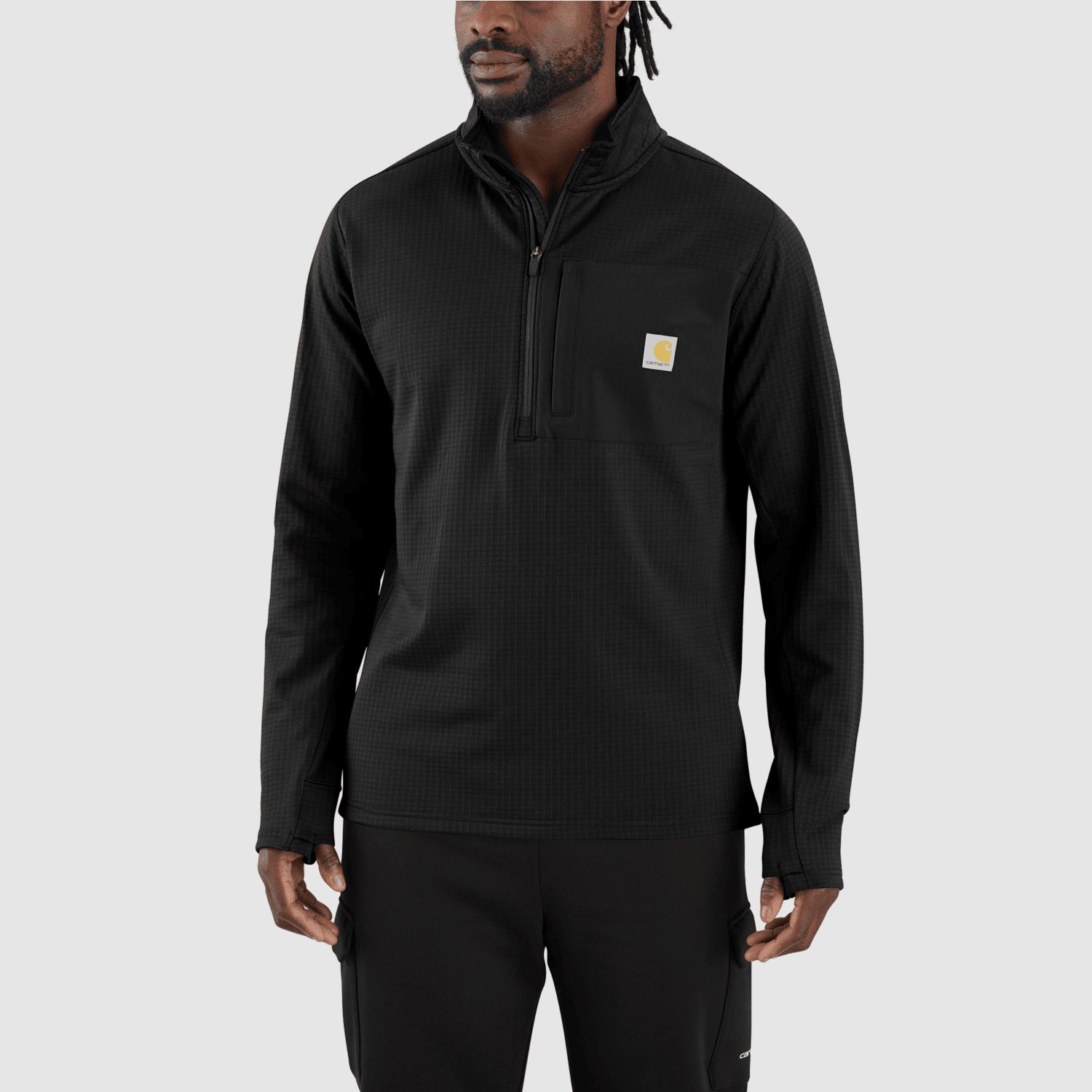 Carhartt Carhartt Force Relaxed Fit Mock Neck Half-Zip T-Shirt Men Black 2XL
