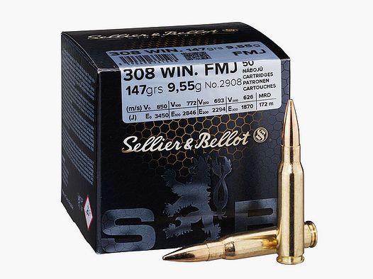 Sellier & Bellot .308 Winchester, FMJ 147 grs 1 opakowanie (50 strzałów po 0,898 €*)