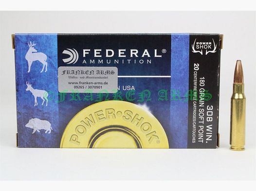 Federal	 Power Shok .308 Win Teilmantel 180gr. 11,7g 20 Stück Staffelpreis