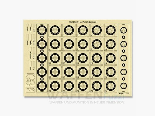 Cible de benchrest BR 50 dimensions 42x29,7cm 100 pièces.
