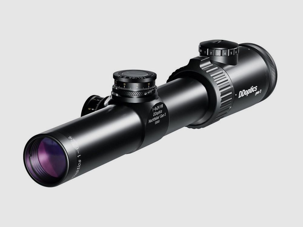 DDoptics Nighteagle V6 1-6x24 Gen3 MRAD 2BE Zielfernrohr Absehen: A4N, Leuchtpunkt: manueller Leuchtpunkt