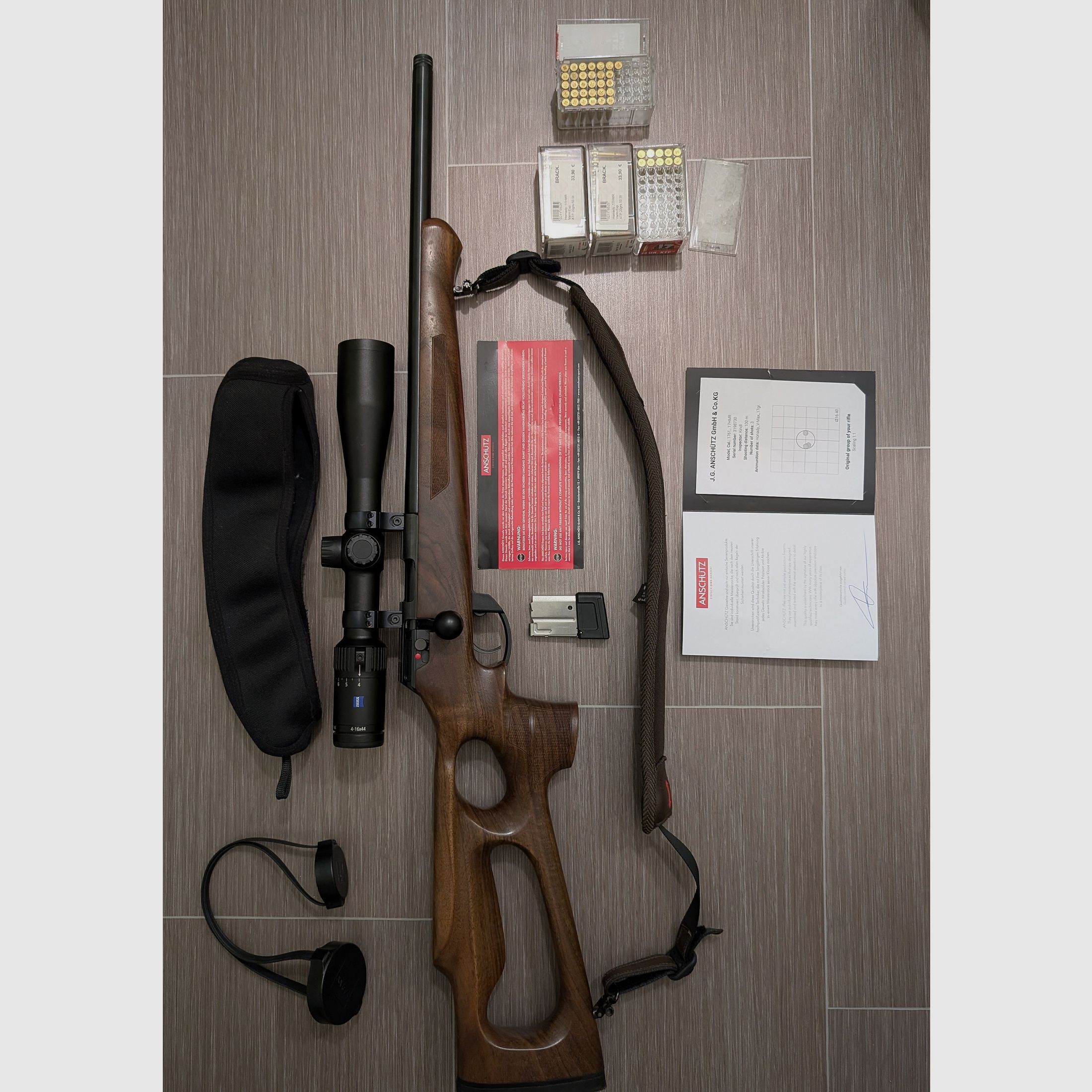 Anschütz 1761 hole stock 17hmr. Zeiss Conquest V4 4-16x44