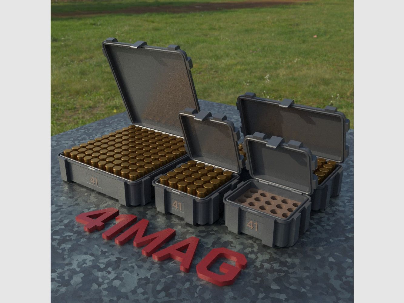 Filamelt scatola per munizioni / .41 Magnum / 'coperchio a ribalta' / scatola per cartucce, scatola per munizioni, immagine 3 di 7
