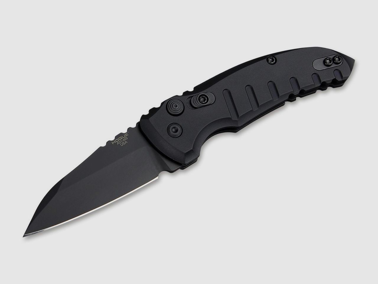 Couteau à ressort A01 Micro-interrupteur Wharncliffe Tout Noir