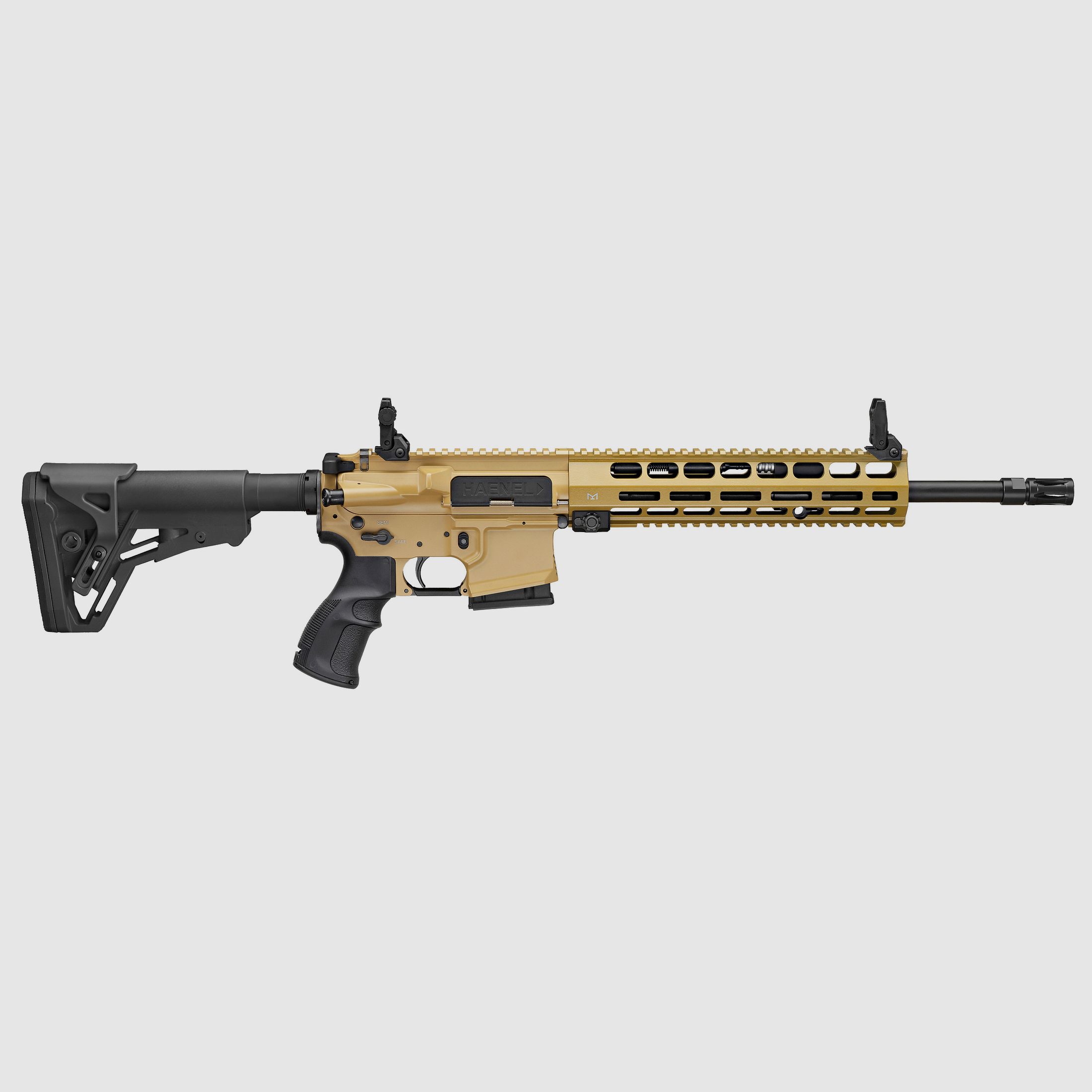 Haenel CR 223 M-LOK Handschutz Lauflnge 423 mm | Matchabzug | Handschutz lang | Sandfarben | sportlich zugelassen, Kal. .223 Rem.