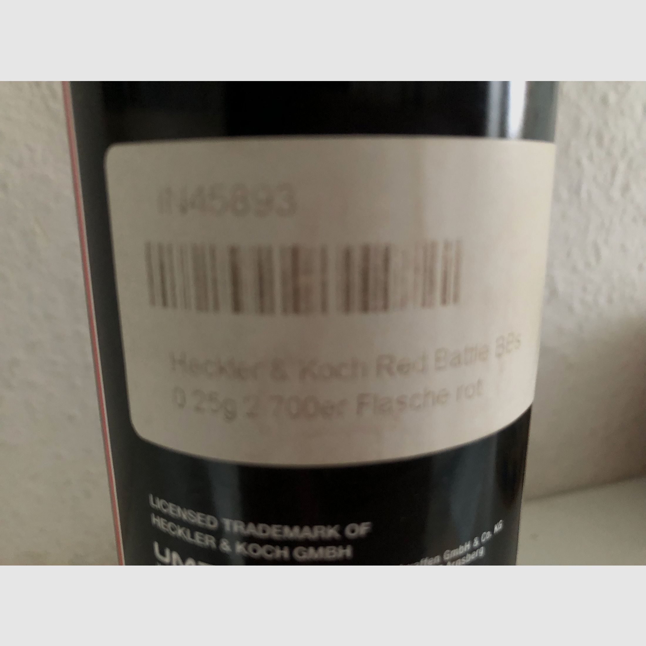 Heckler & Koch, Rote Battle BBs, Flasche, 0, 25 g, geöffnete fast volle Flasche (2700 Stück Inhalt), Softair