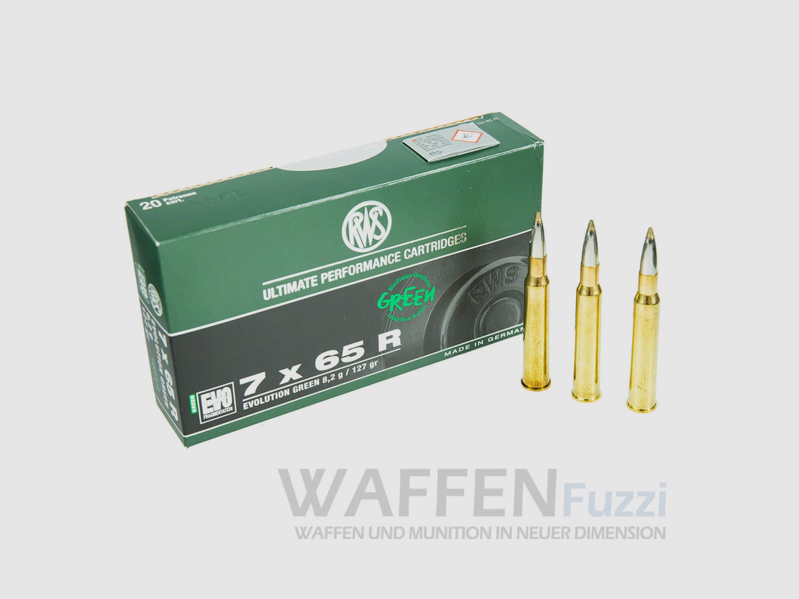 Cartouches RWS calibre 7x65R 127grs EVO GREEN