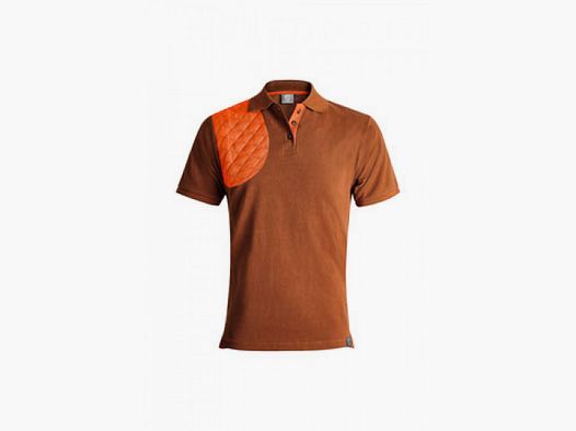 BFL Herren Polohemd, Farbe Braun/Orange, Rechtsanschlag M