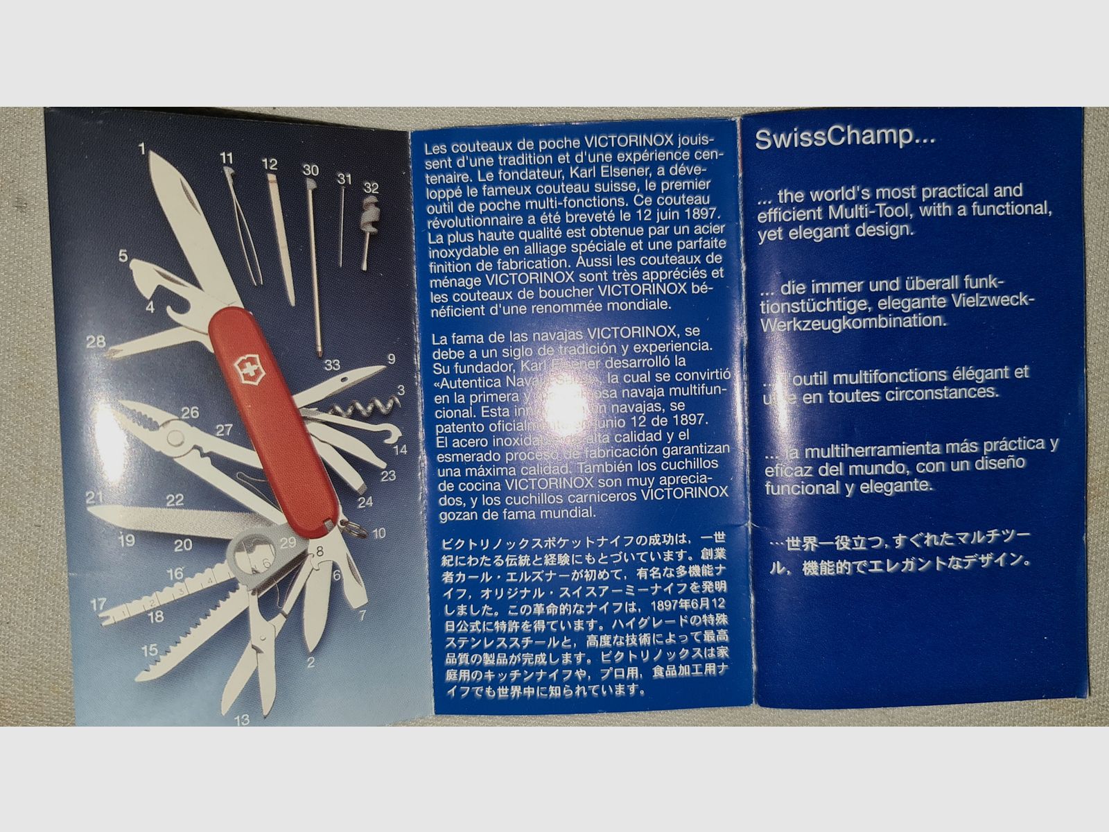 COUTEAU SUISSE VICTORINOX SWISS CHAMP COUTEAU D'ARMÉE NEUF / ! LIRE LA DESCRIPTION !, image 12 sur 13