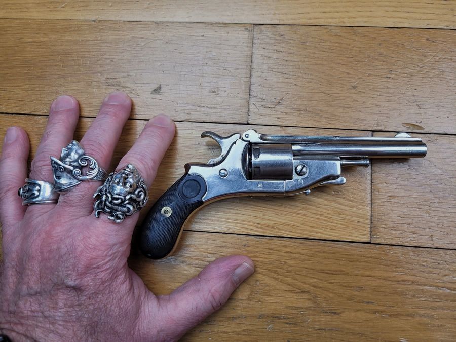 Raro revolver Claudin con sistema – Espulsione collettiva delle cartucce – 6 colpi – calibro .22LR (!) – Azione singola e doppia – Apertura verso l'alto – Pezzo rarissimo e non documentato in .22LR – Ottime condizioni, immagine 23 di 23