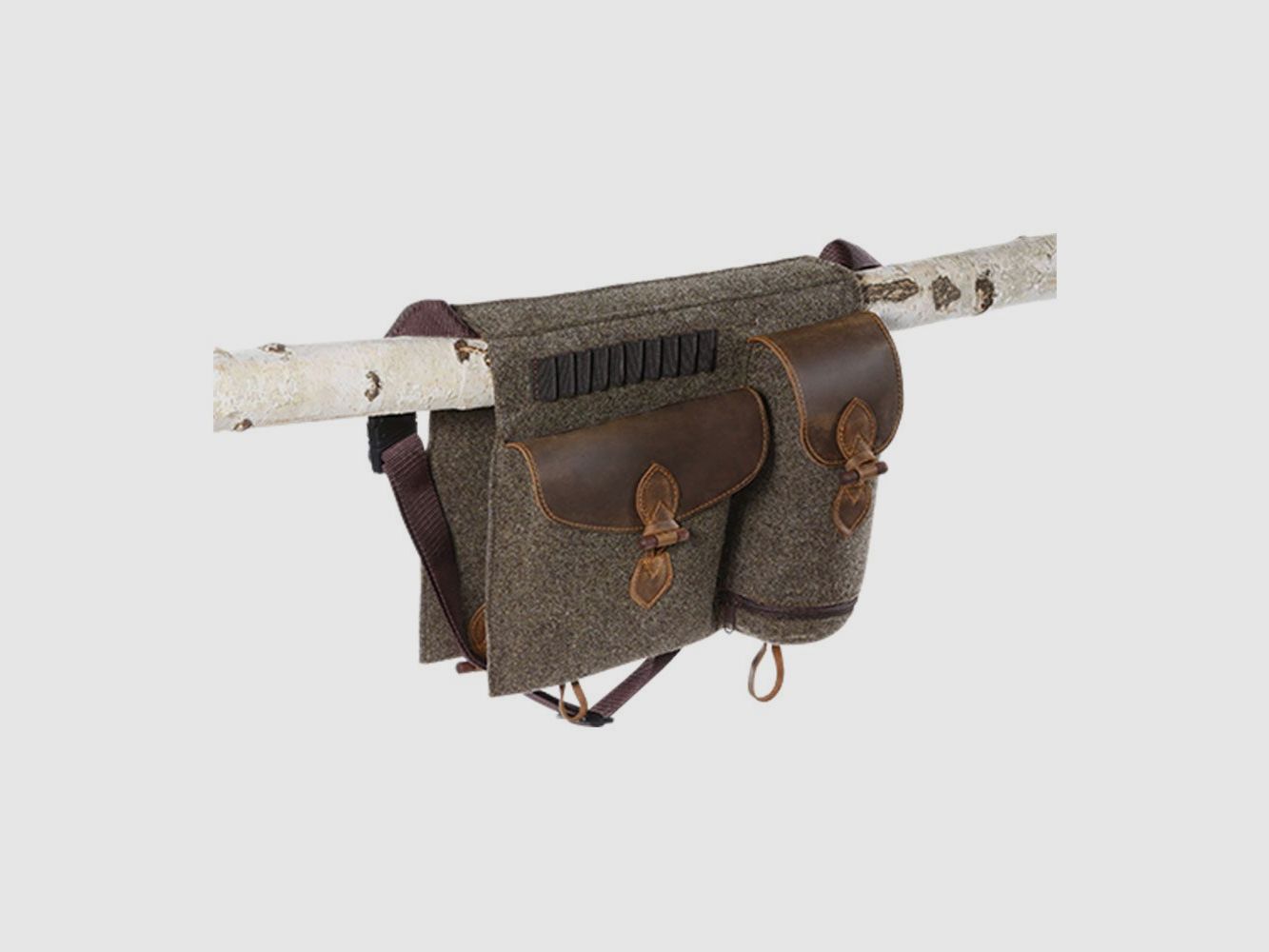 Ansitztasche aus Wollfilz mit Leder
