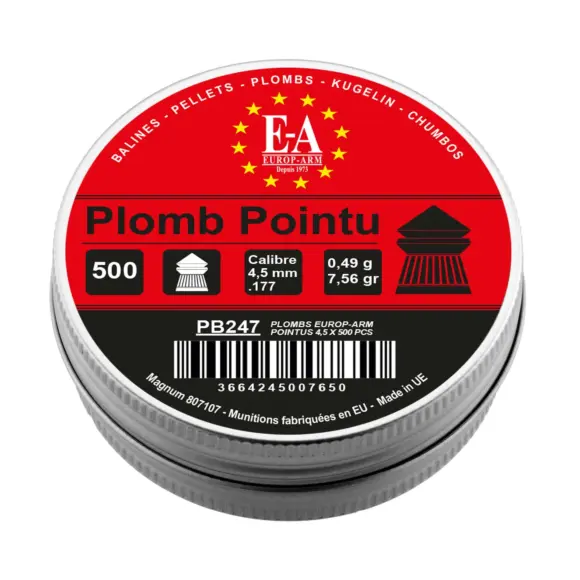 Plombs Europ Arm Calibre 4,5 Tête Pointue, image 7 sur 8