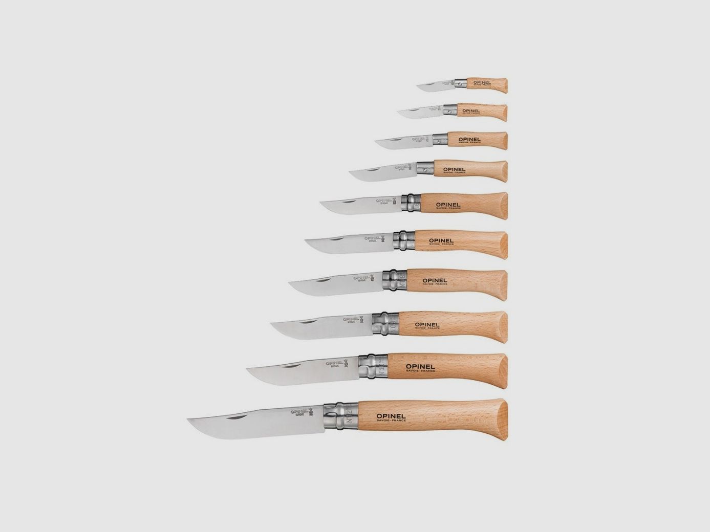 VITRINENSCHRANK 10 FALTMESSER OPINEL N°2 A 12 INOX, Bild 2 von 2