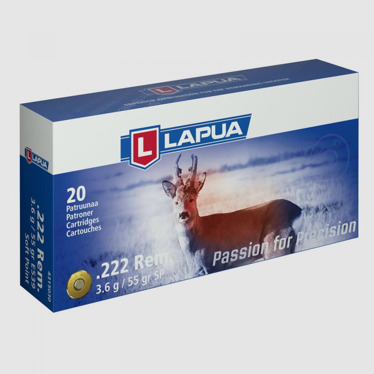 Lapua .222 Rem. 55GR TM 20 Patronen