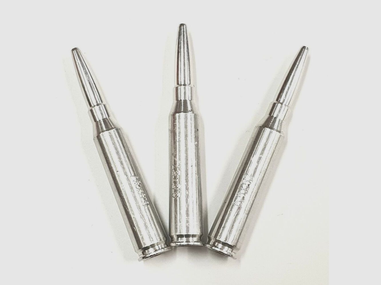 6.5x57 blank cartridge 3 pieces, chrome