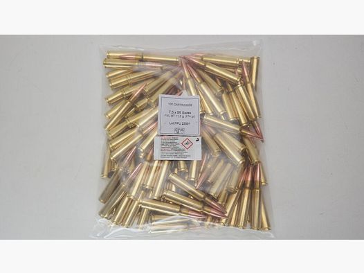 PPU Privi Partizan VM FMJ BT 174 grain 9,3 gramm im 100er Bulk Pack SOFORT VERFÜGBAR - 7,5x55 Swiss