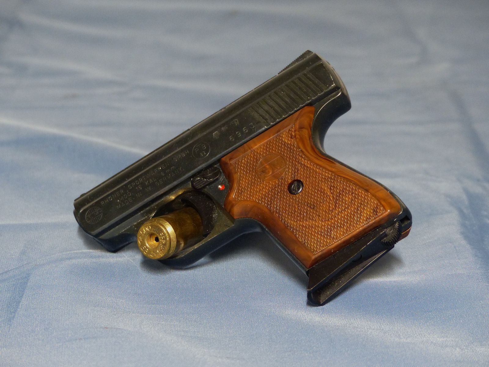 Schreckschuss Gas Pistole Rhöner Sportwaffen GmbH SM 15 Cal. 8 mm Knall PTB 83/2 aus 1977 vintage