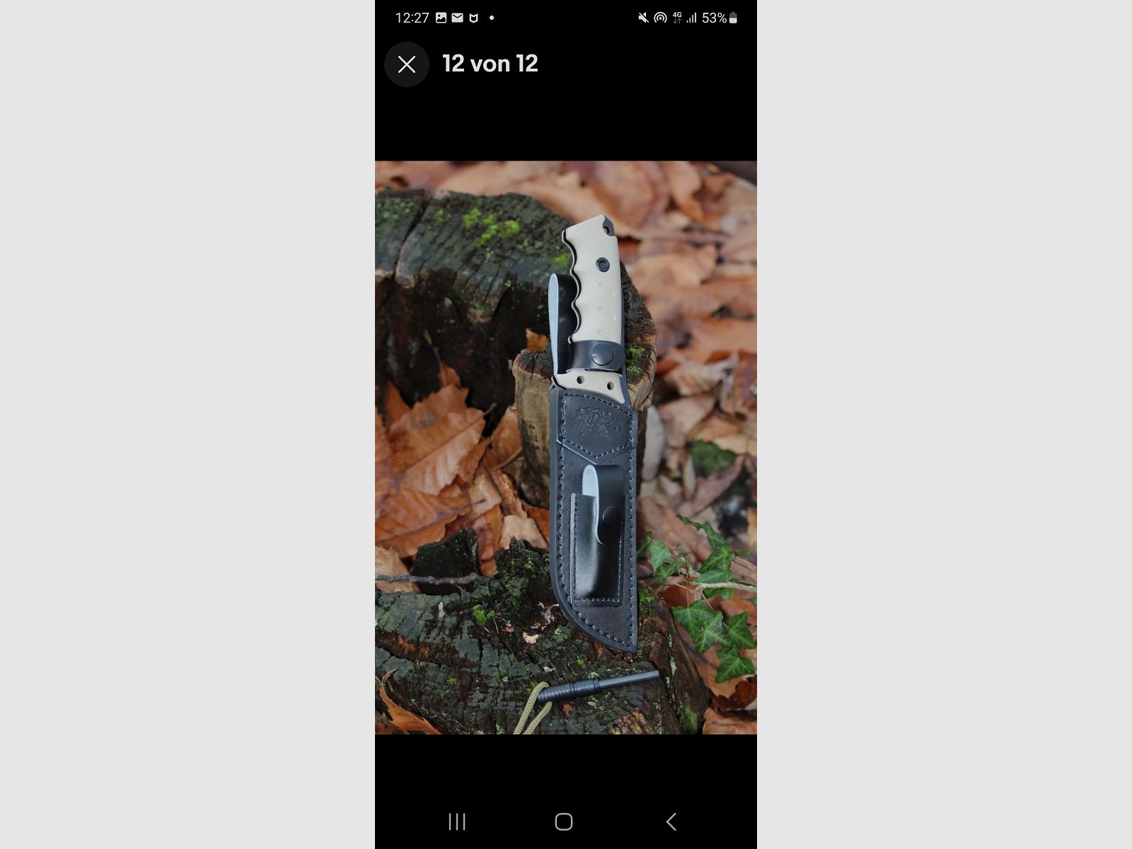 Coltello da esterno di alta qualità full tang incluso fodero in pelle e acciarino 28 cm