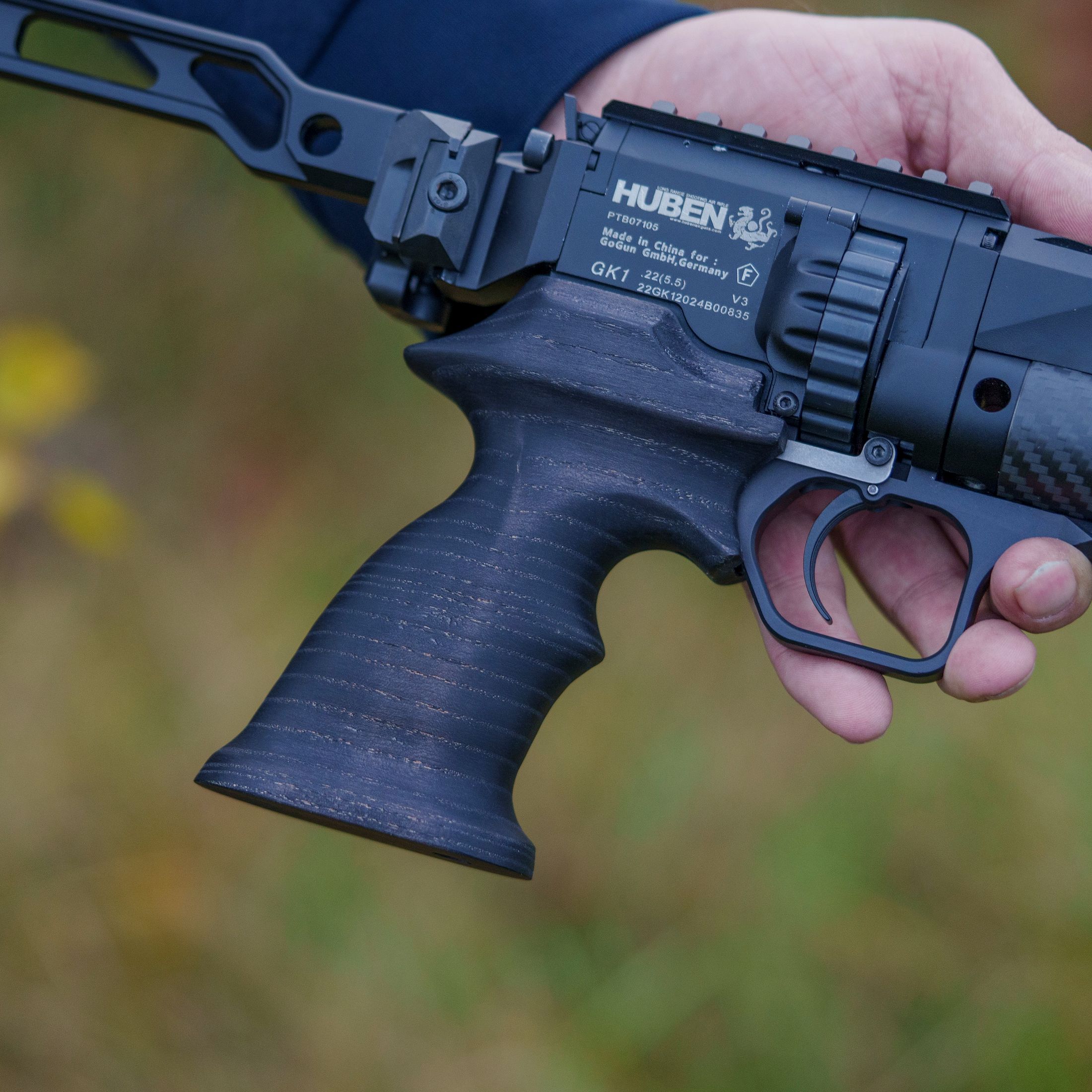 Handgriff für Huben GK1 | Hochwertiges Holz Esche | handmade | Schwarz