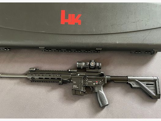 HK MR 223 + Leupold red dot + accessories, 551 rounds