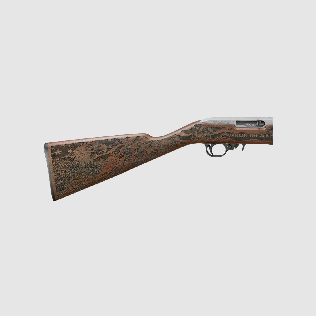 Carabina semiautomatica Ruger 10/22 Stainless Steel mod. 32038 – cal. 22LR Edizione limitata per il 250º anniversario degli USA, immagine 5 di 13