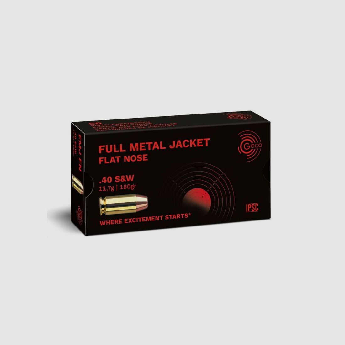 GECO .40 S&W Full Metal Jacket Flat Nose 11,7g/180gr - 50 Patronen