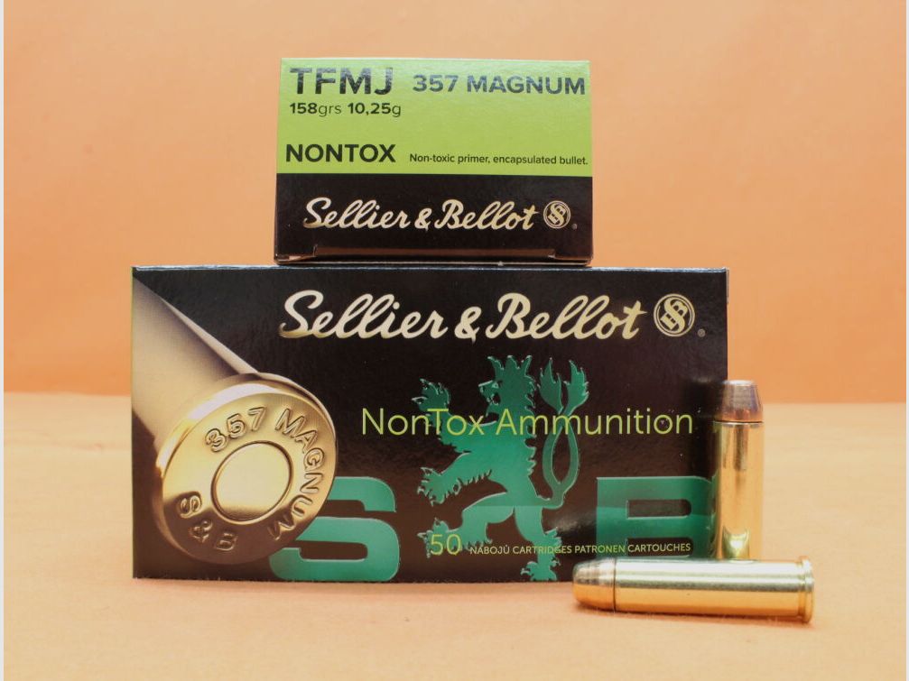 Sellier & Bellot Patrone .357Magnum S&B/ Sellier&Bellot 158grs TFMJ NONTOX VE 50 Patronen/ 10,24g Vollmantel