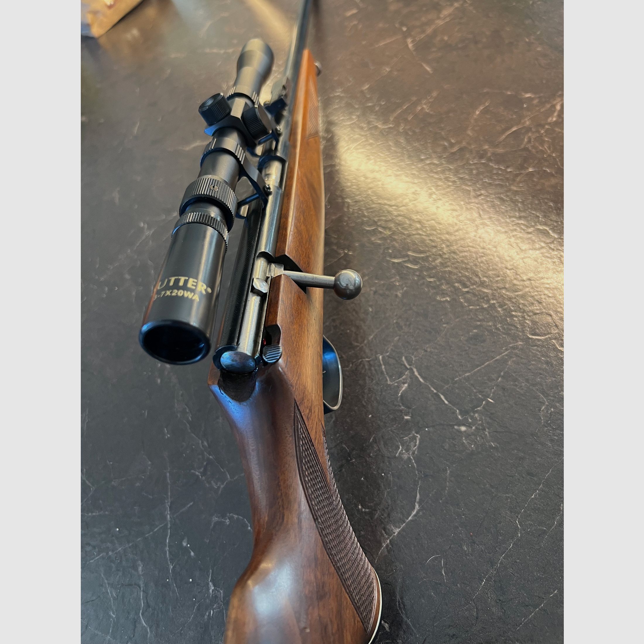 Voehre .22 with Sutter scope. 3-7x20