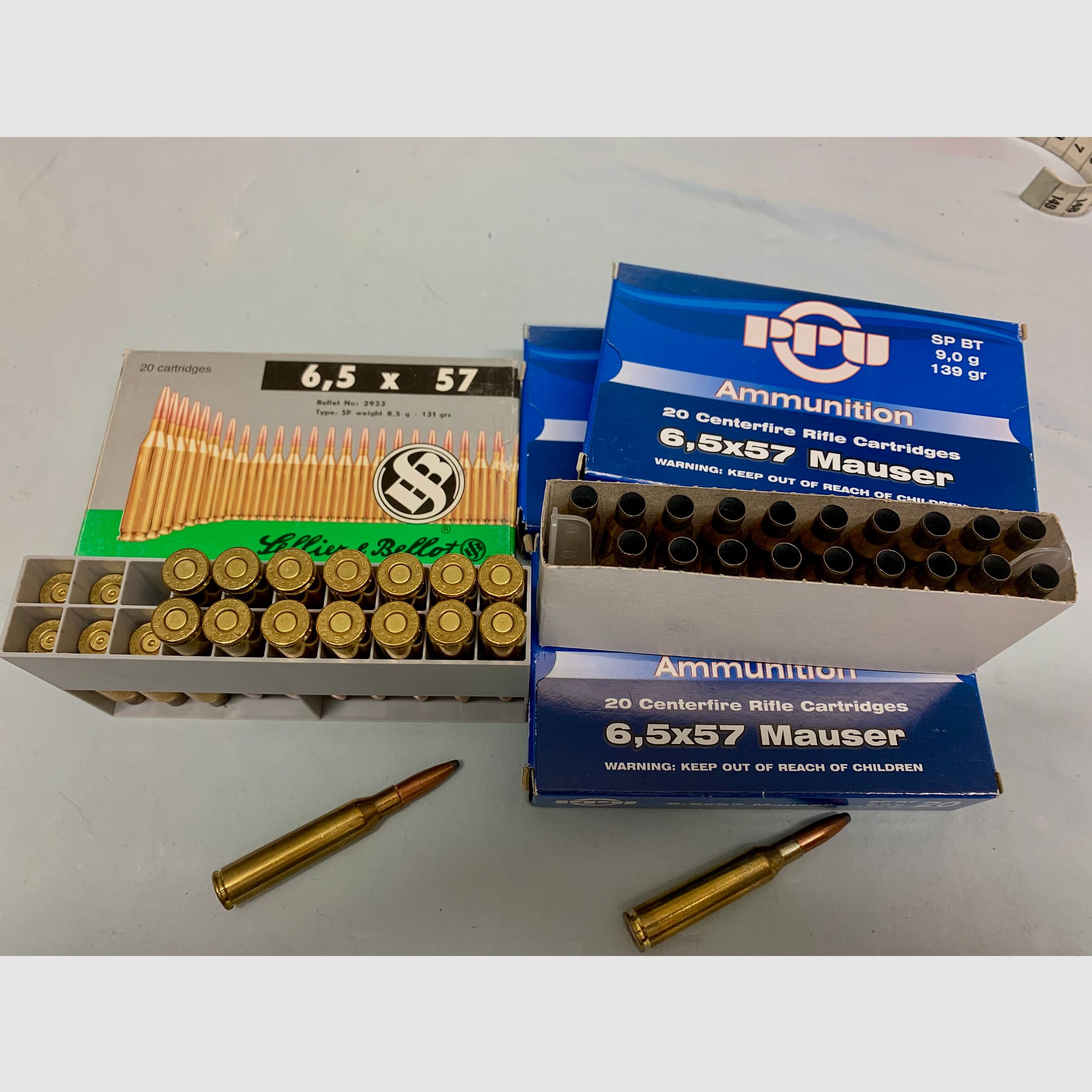 Cartuchos de rifle 6,5x57 SP BT  56 piezas