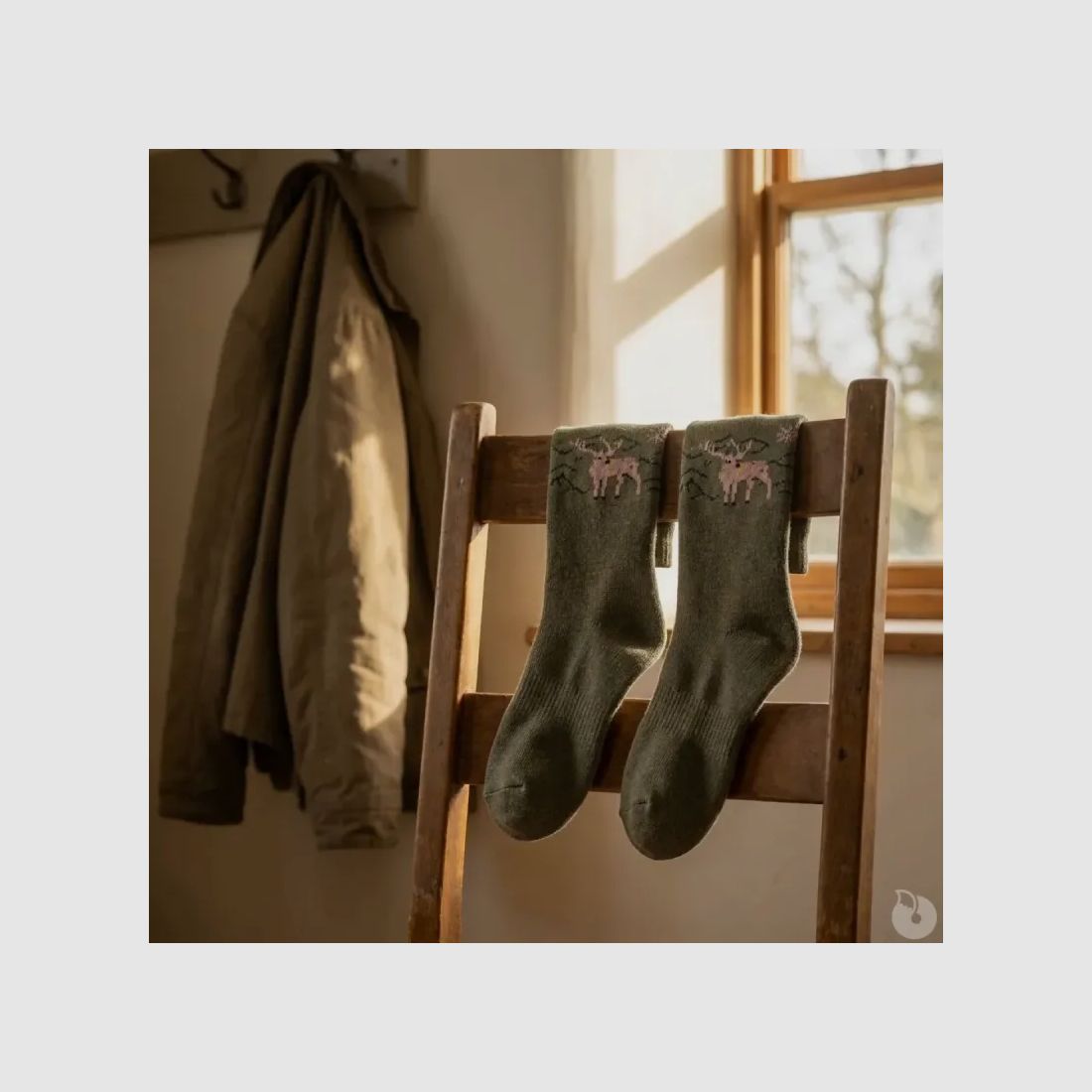 2 Paar Jagdsocken khaki mit Enten-/Hirschmotiv, Bild 5 von 12