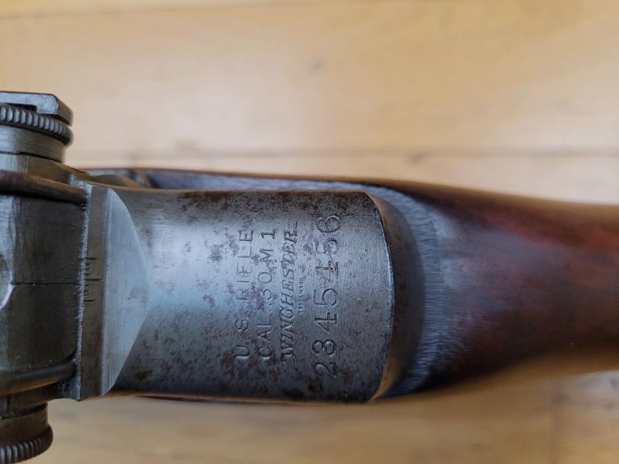 Sehr schöner und mythischer Selbstladeflinte Garand M1 - Originalkaliber 30-06 Springfield - Herstellung Winchester Oktober / November 1943 - Seltenes 100% originales Set - TBE, Bild 15 von 34