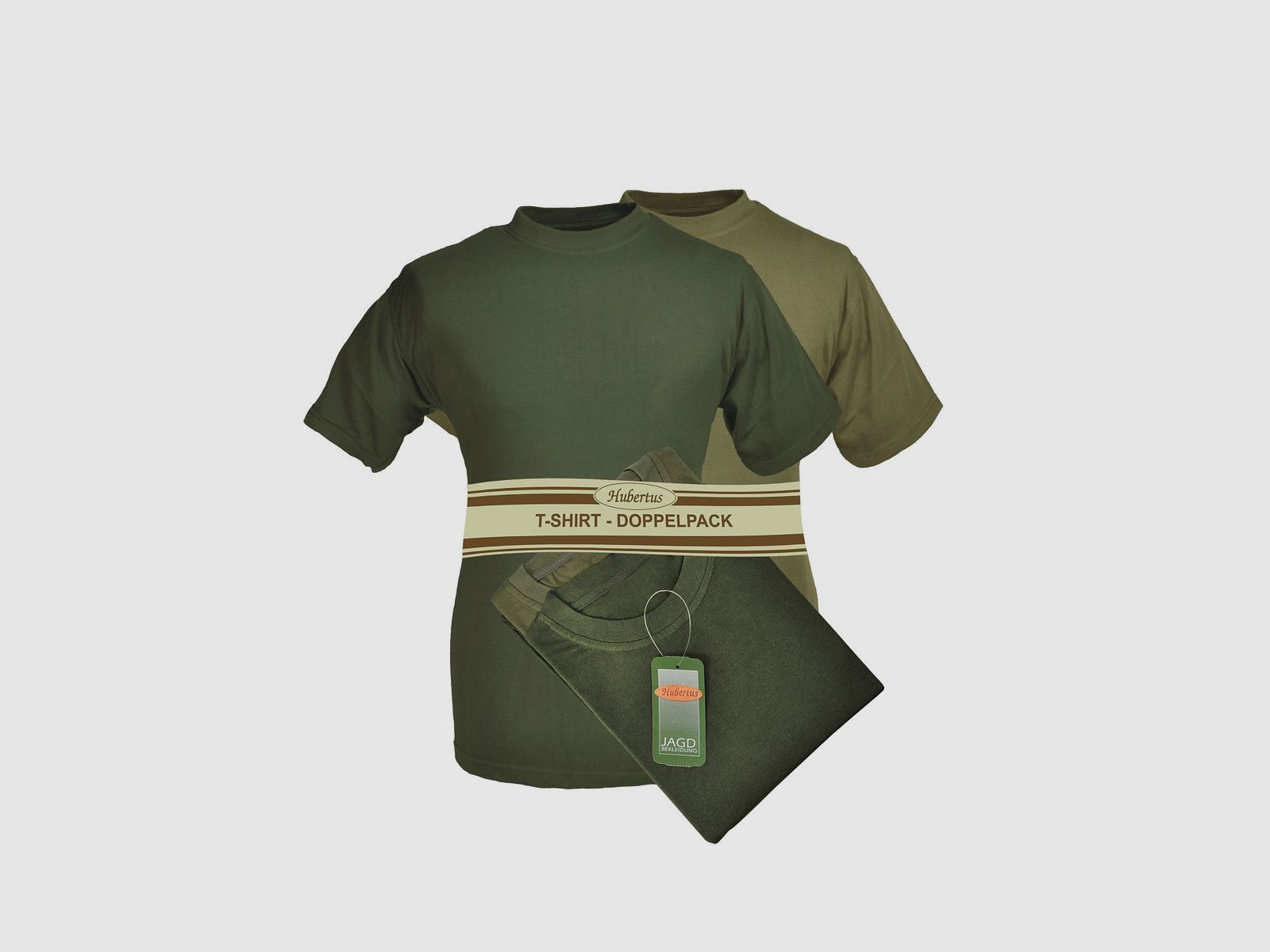 HUBERTUS T-SHIRT DOPPELPACK OLIVE / SCHILF