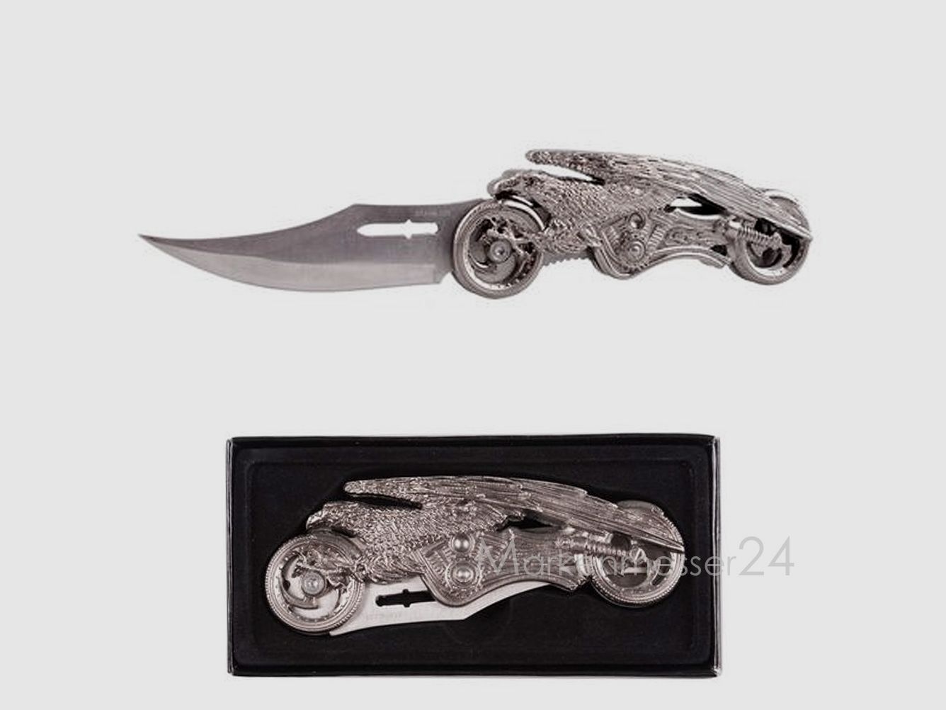 Pocket knife eagle on motorcycle, knife for biker Harley