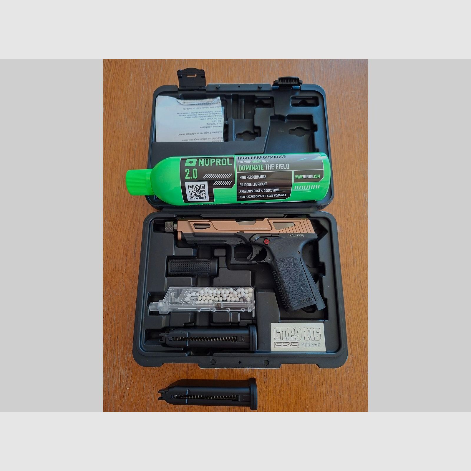 G&G GTP 9 MS DST CO2 Softair Pistola, Desert con gas verde e 2 caricatori