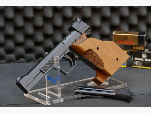 Hämmerli Pistole Mod. 215S, 215 S, Kal. .22long rifle, späte Ausführung (eckige Abzugsbügel, einstellbarer Abzug!)