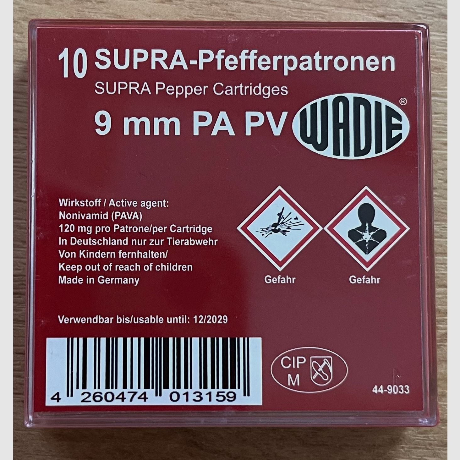 WADIE 44-9033 munizione al pepe 9mm P.A. PV per armi a salve Pyro