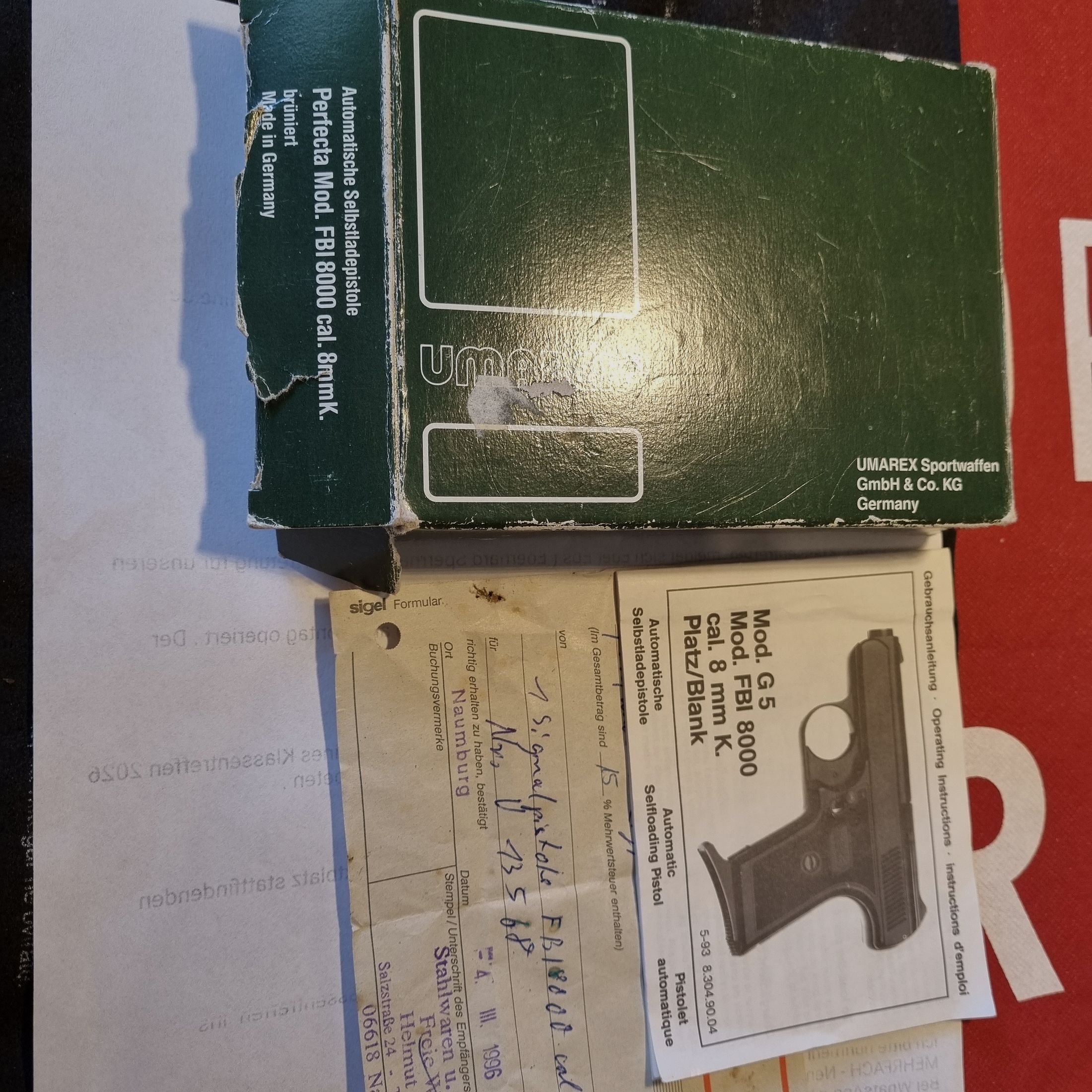 Pistolet compact FBI 8000 Mod. G5, de 1996 avec facture, 8mm, en plus de 10 coups CS, PTB 387/2