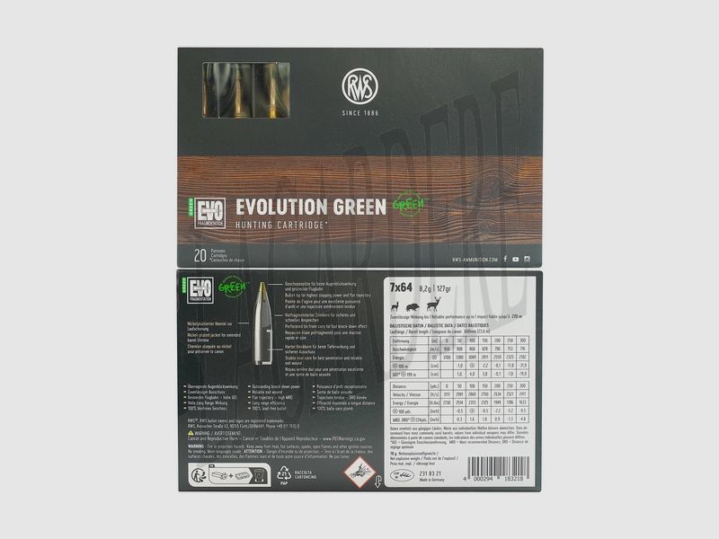 RWS EVOLUTION GREEN 8,2G(CARTOUCHE A BALLE)