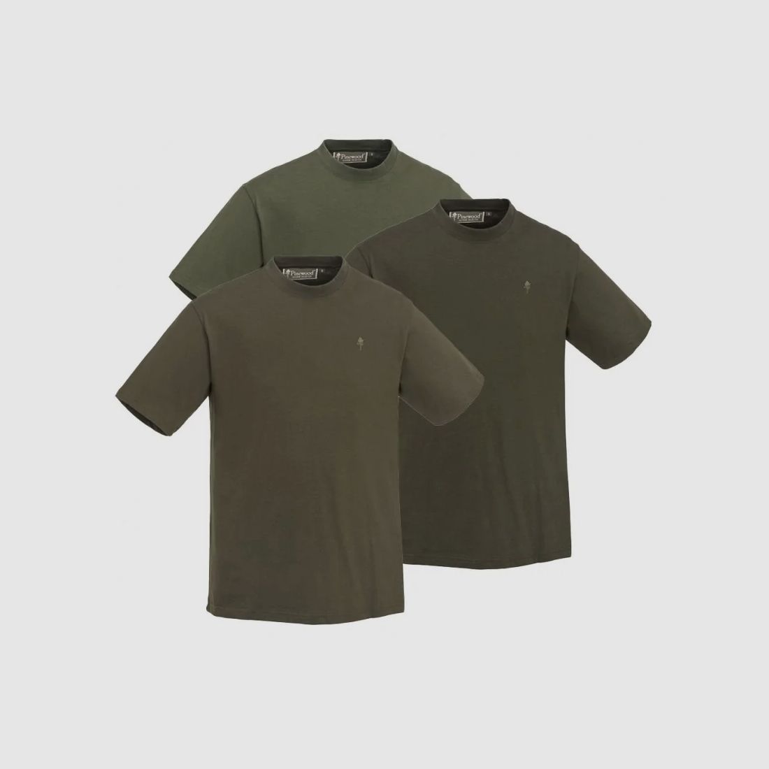Pinewood T-Shirts 3-Pack Green / Hunting Green / Khaki, image 1 of 4