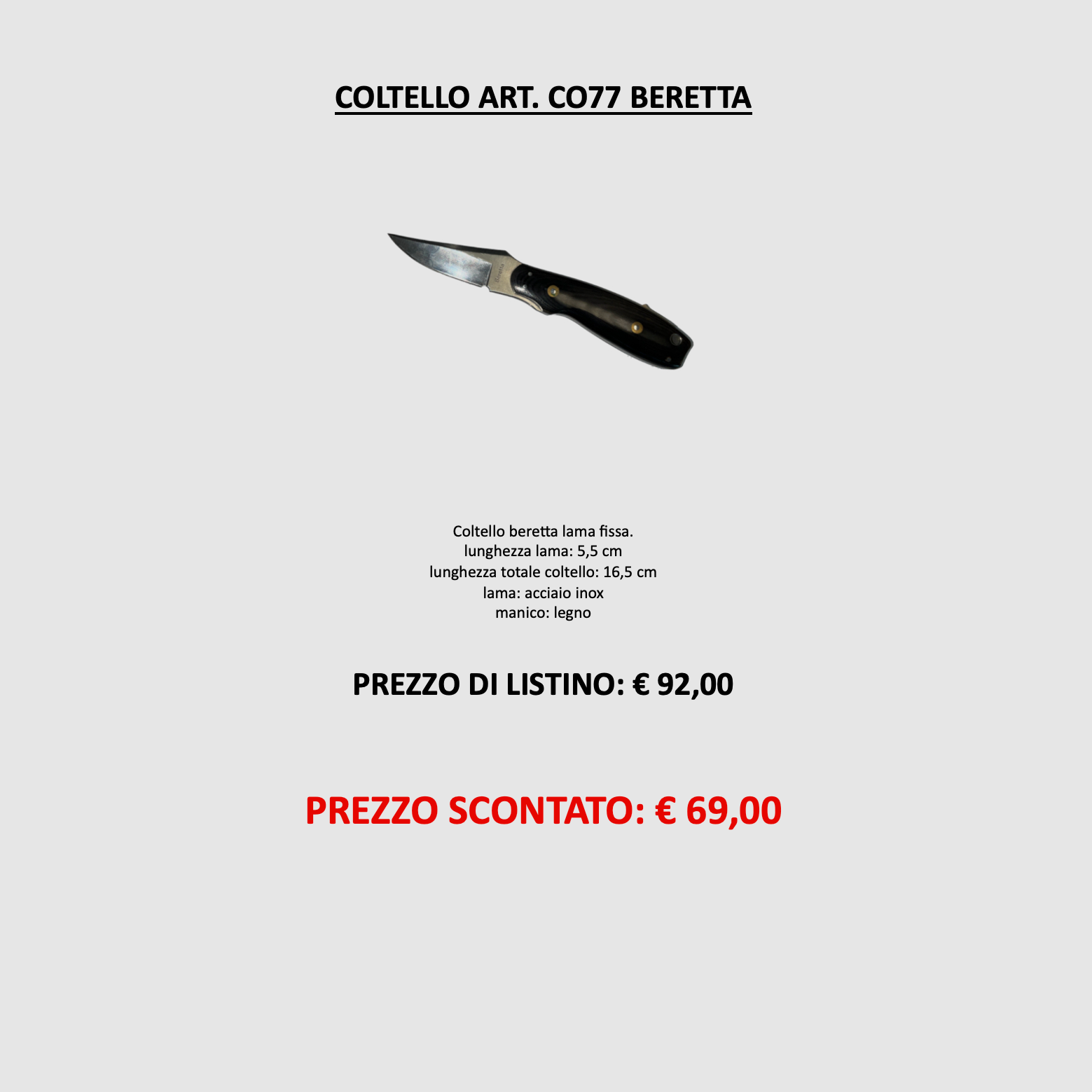 Beretta – MESSER ART. CO77, afbeelding 1 van 3