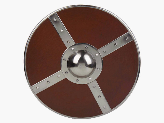 Combat wooden shield with steel fittings