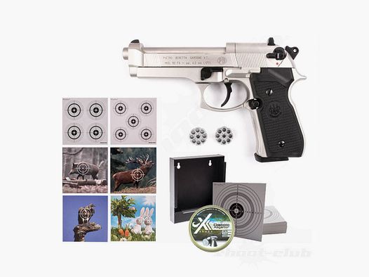 Beretta	 M 92 FS CO2 Pistole nickel 4,5 mm Zielscheiben Set