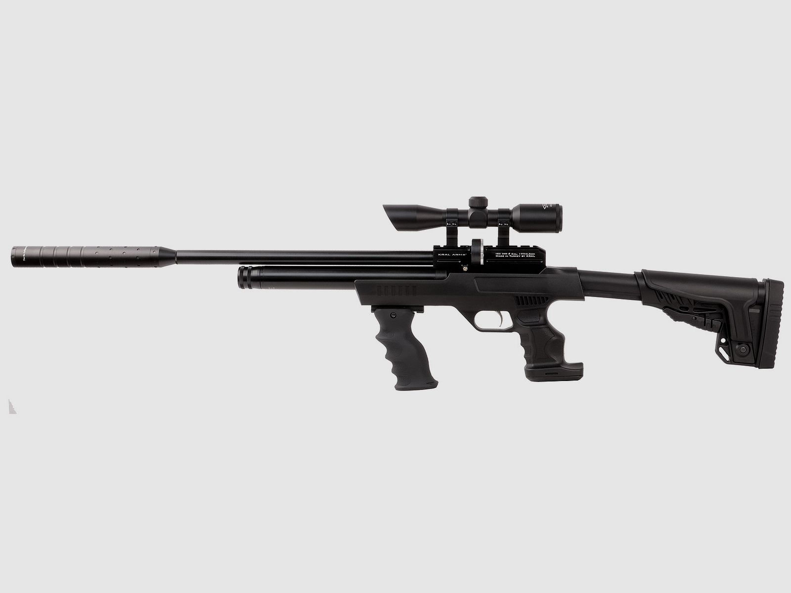 Pressluftgewehr Kral Arms Puncher NP-03 Carbine SWS-Set inklusive Zielfernrohr SchalldĂ¤mpfer und Combat-Griff Kaliber 4,5 mm (P18)