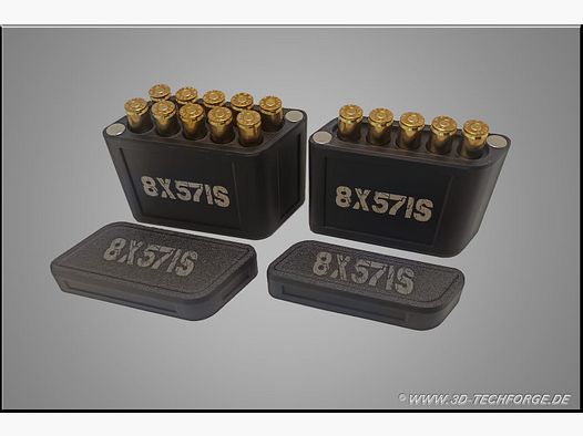 Estuche para cartuchos 8x57 IS magnético (5 / 10 disparos) – Silencioso y sin ruido con inserto de fieltro, muchos otros calibres bajo pedido