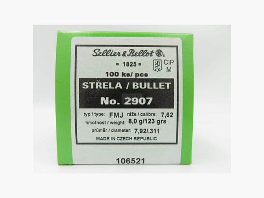 OGIVES SB 7.62X39 FMJ .311 124GR X100 2907
