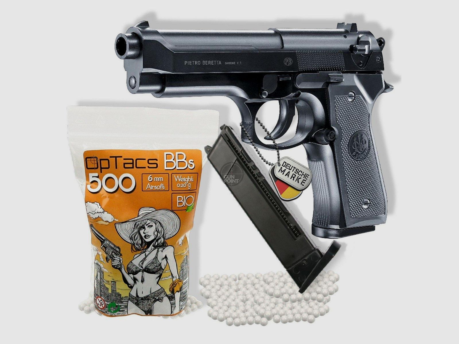 SET Softair - Pistole - BERETTA MOD. 92 FS + 600 BIO BBs