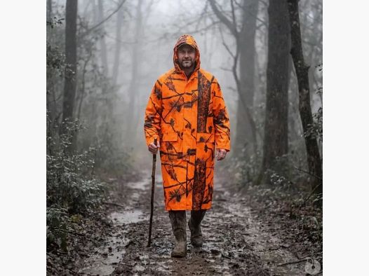 Manteau long de pluie Treeland camouflage orange étanche et coupe-vent