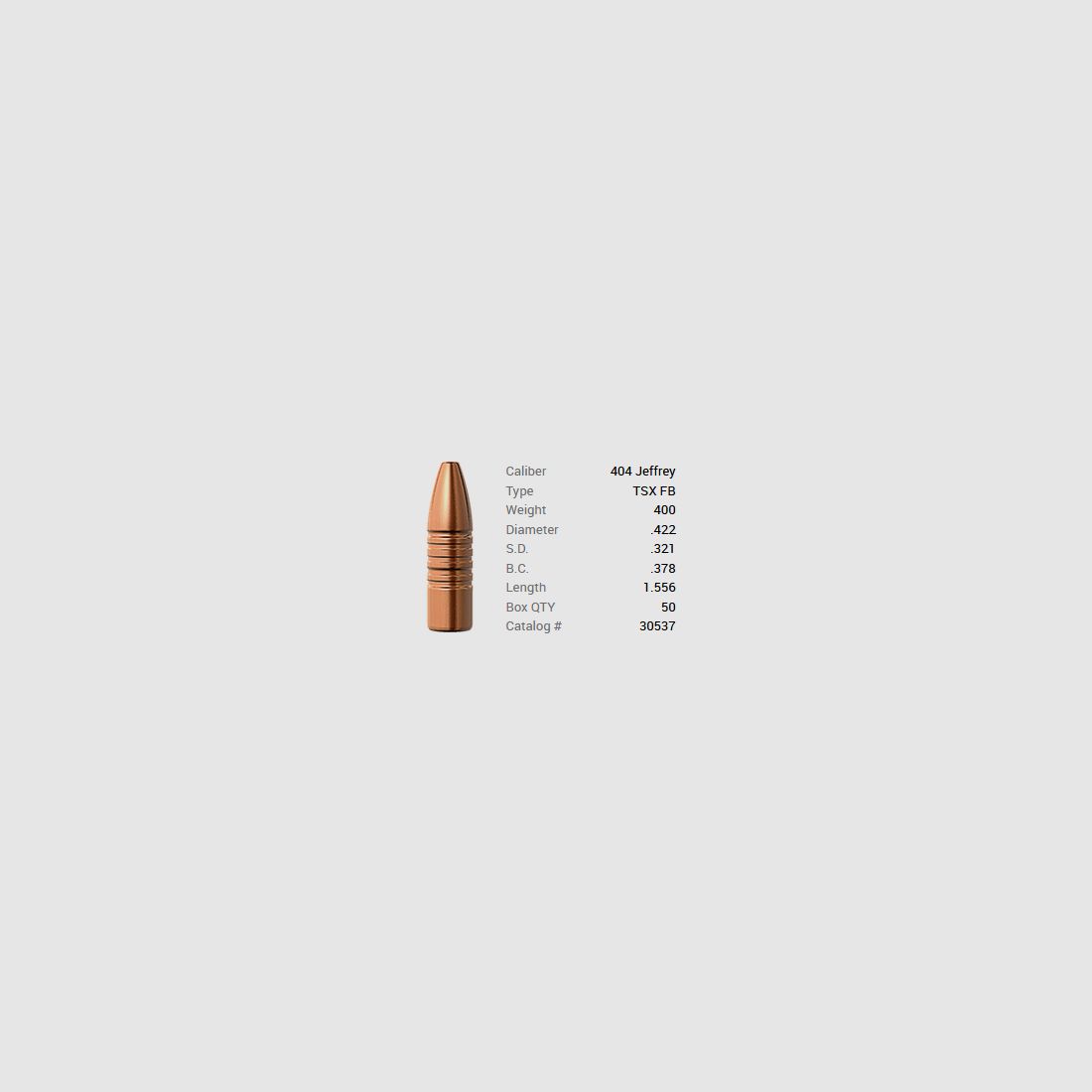 Balle Barnes .404 Jeffrey/.422 400GR TSX HP FB 50 pièces